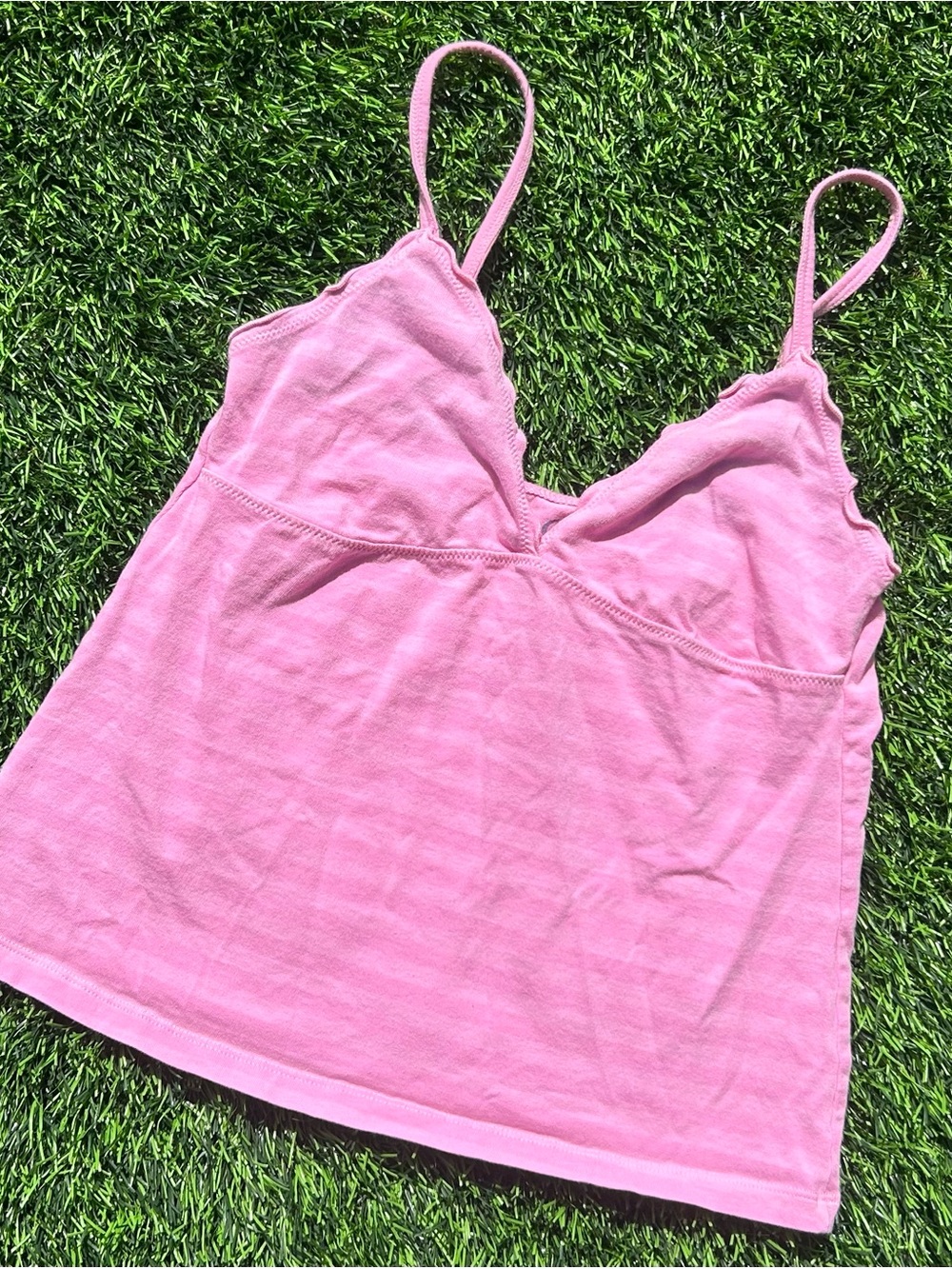Brandy Melville Pink Scalloped V-Neck Cami